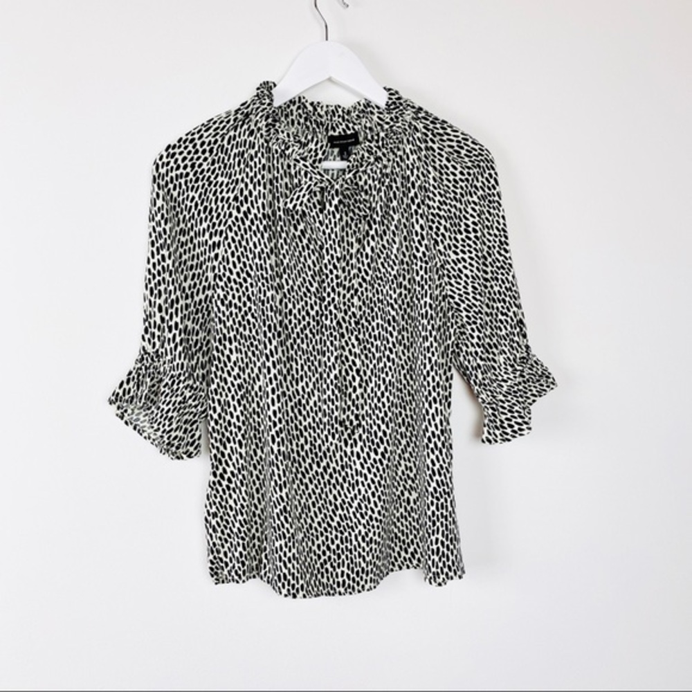 Who What Wear Animal Print Bow Tie Top Size Small